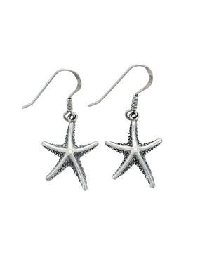 Vintage Sterling Silver 925 Sea Star Fish Dangle Earrings